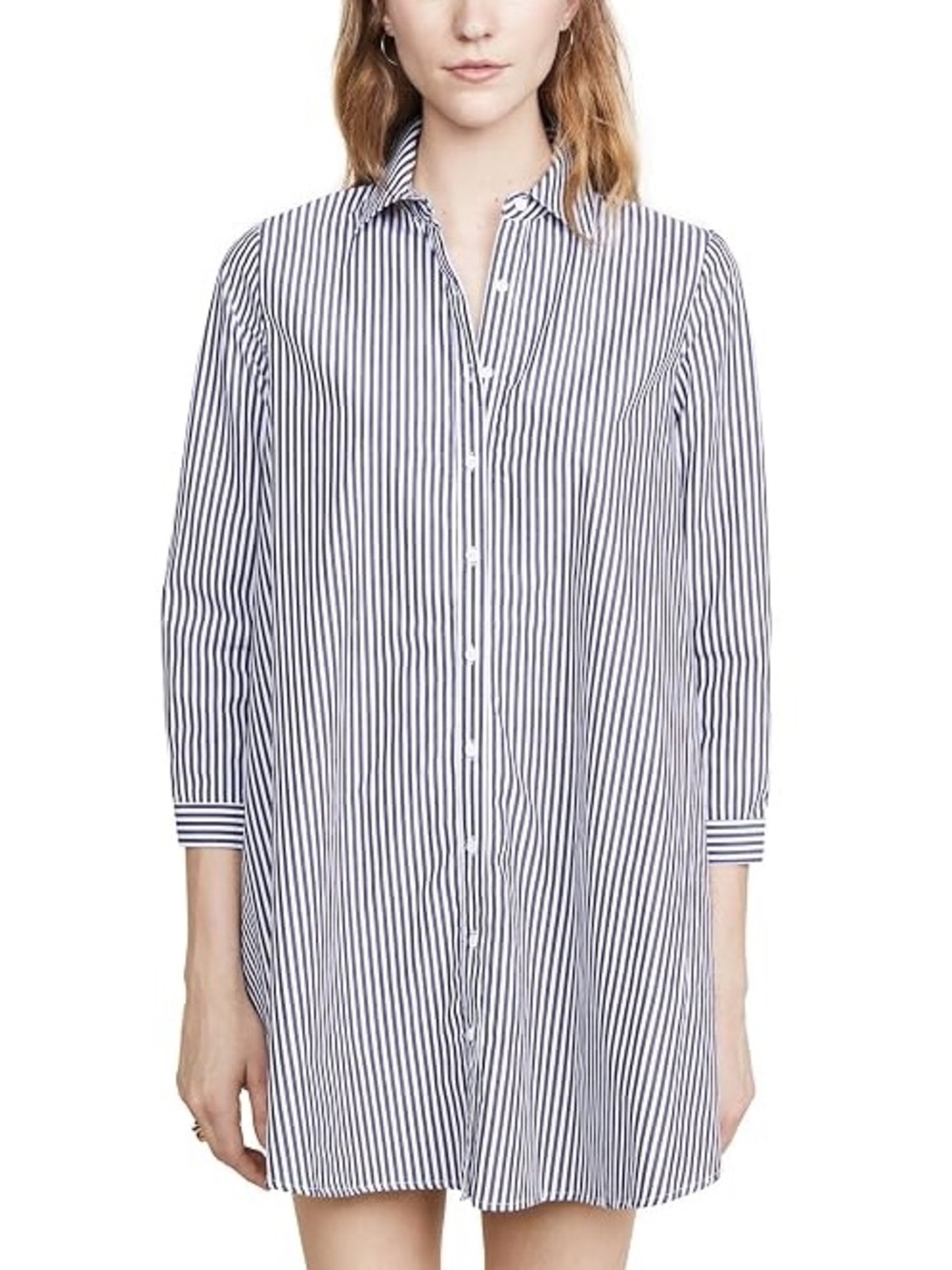 BB Dakota White and Navy Striped Shirt Dress